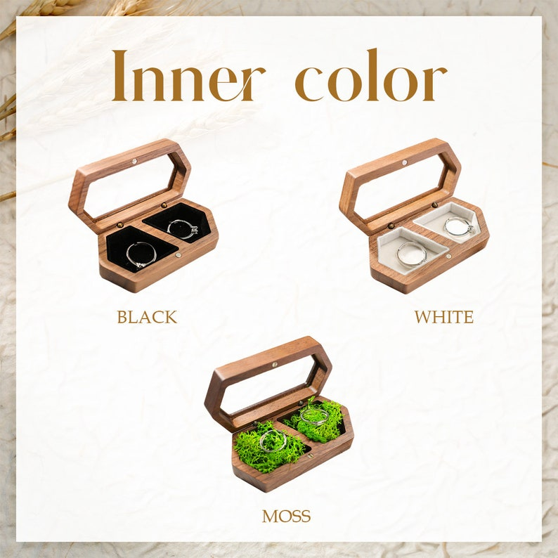 Personalized Wedding Ring Box, Custom Wood Ring Box, Ring Box Holder, Proposal Ring Box, Double Slot Ring Bearer Box, Wood Two Ring Box