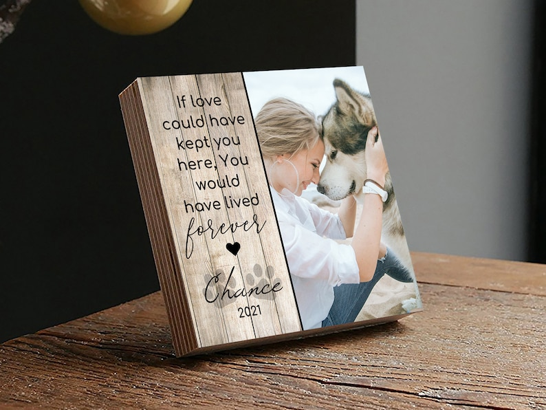 Personalized Pet Sympathy Memorial - Printed Photo Block 4" or 6" w/ Handwritten Card -Dog Memorial Frame Dog Sympathy Gift Dog Remembrance
