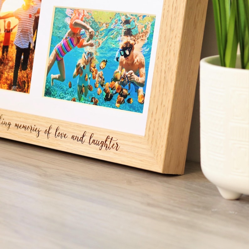 Personalised Solid Oak Double Photo Frame With Mount
