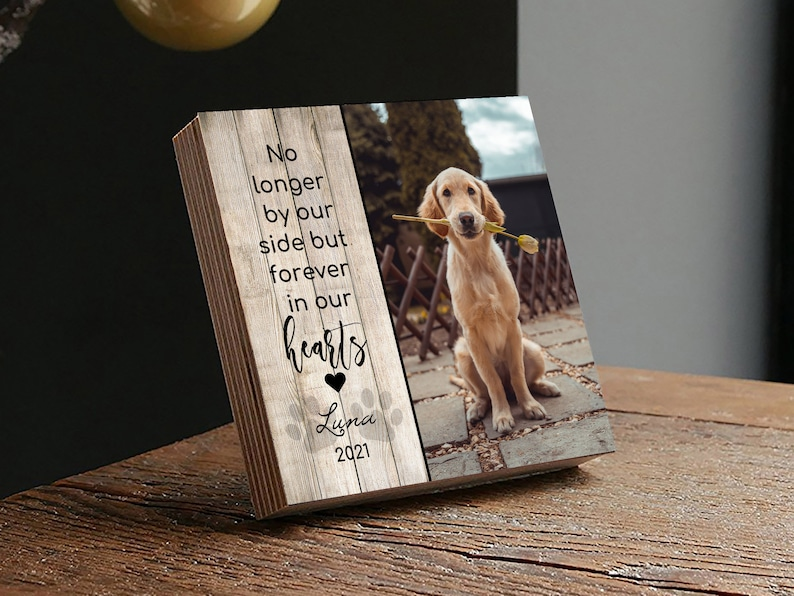 Personalized Pet Memorial Printed 4" or 6" - Wood Photo Block - Dog Loss Gift - Dog Memorial Frame - Pet Loss Gift Dog - Pet Memorial