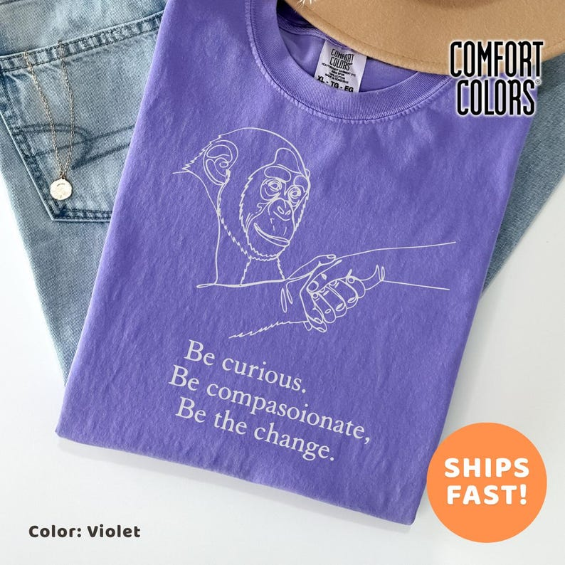 Conservationist Gift Tee, Jane Goodall Legacy Tribute Shirt, Minimalist Chimp Hand Art, Inspirational Quote Top, Environmentalist Apparel