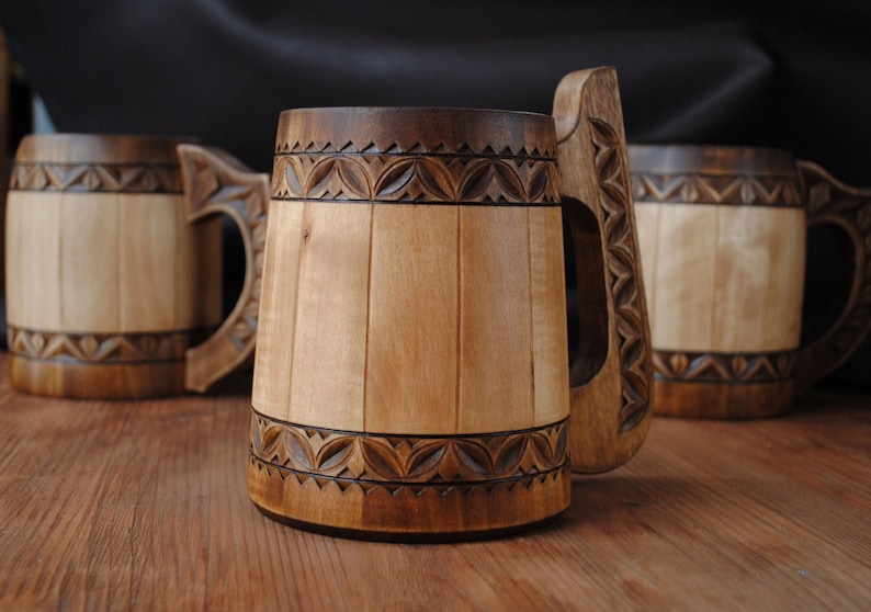 EXCLUSIVE hand carved wooden mug Groom Best man Groomsman gift viking tankard 5 anniversary for him Christmas Dad Husband personalize gift