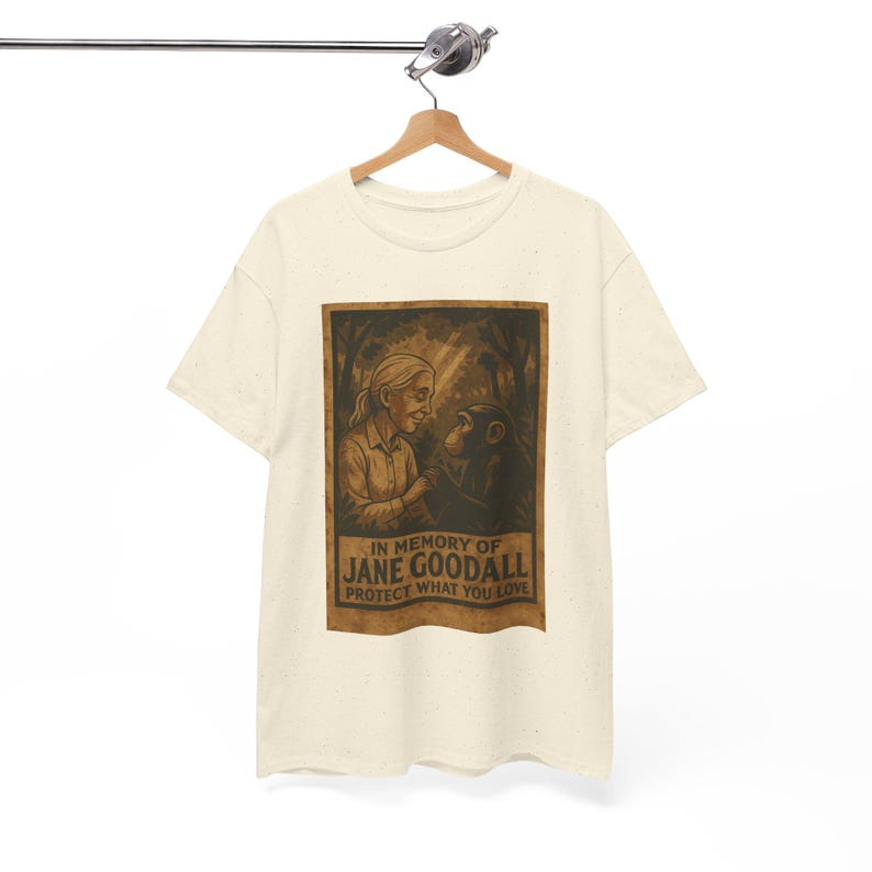 Vintage Jane Goodall Chimp T-Shirt, 90s Aesthetic Tee, Streetwear Gift, Pop Culture Top, Unisex Heavy Cotton Shirt