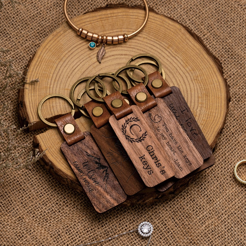 Personalized Walnut Wood Keychain