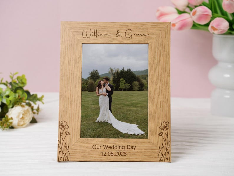 Personalized Wedding Photo Frame,Custom Engraved Picture Frame,Photo Frame Gift For Couples,Wedding Photo Frame,Anniversary Gift Home Decor