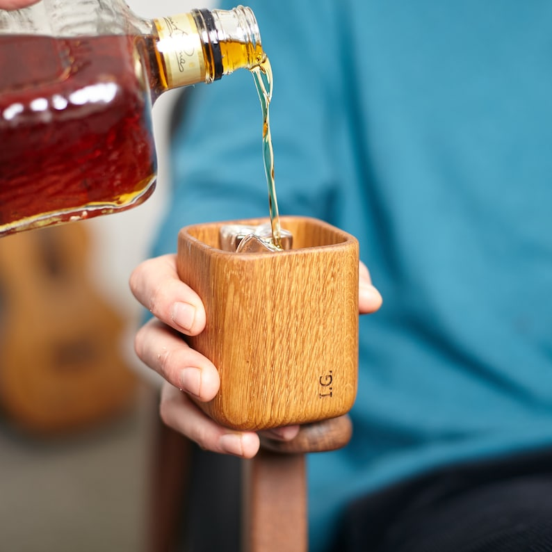 Personalised Oak Whiskey Tumbler