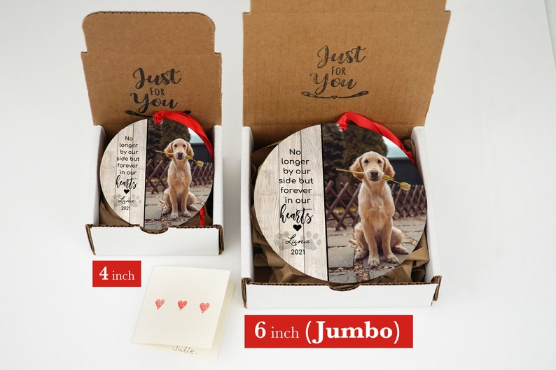 Personalized Pet Sympathy Gift - Christmas Photo Ornament - 4" or 6 (JUMBO)" - Personalized Christmas Ornament - Dog Memorial Photo