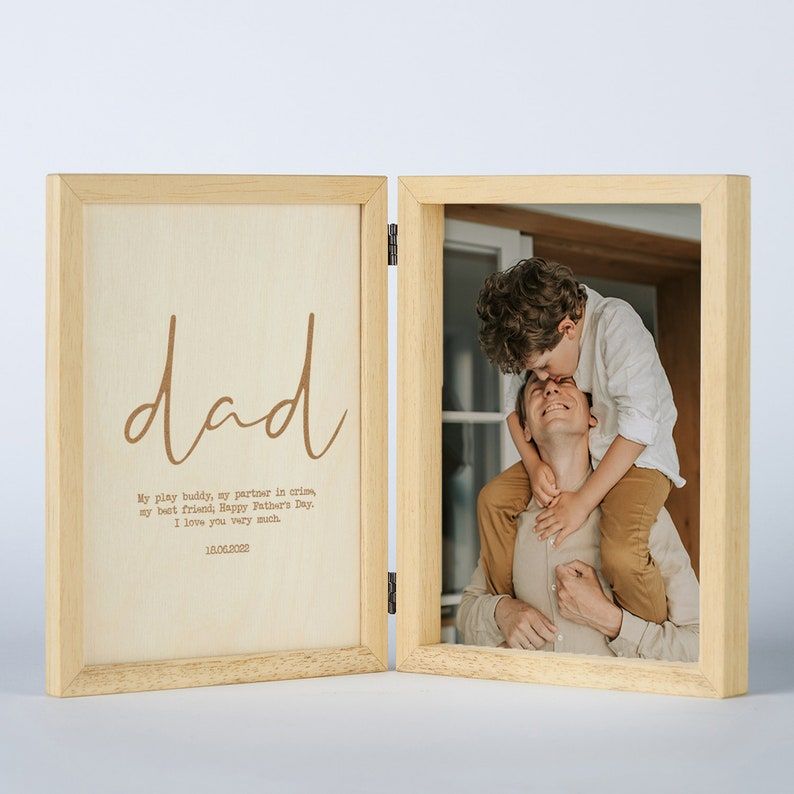 Custom Father's Day Picture Frame - Unique Gifts for Dad, Grandpa, Husband | Christmas, First Father's Day, Photo Frame, Wooden Keepsake Box
