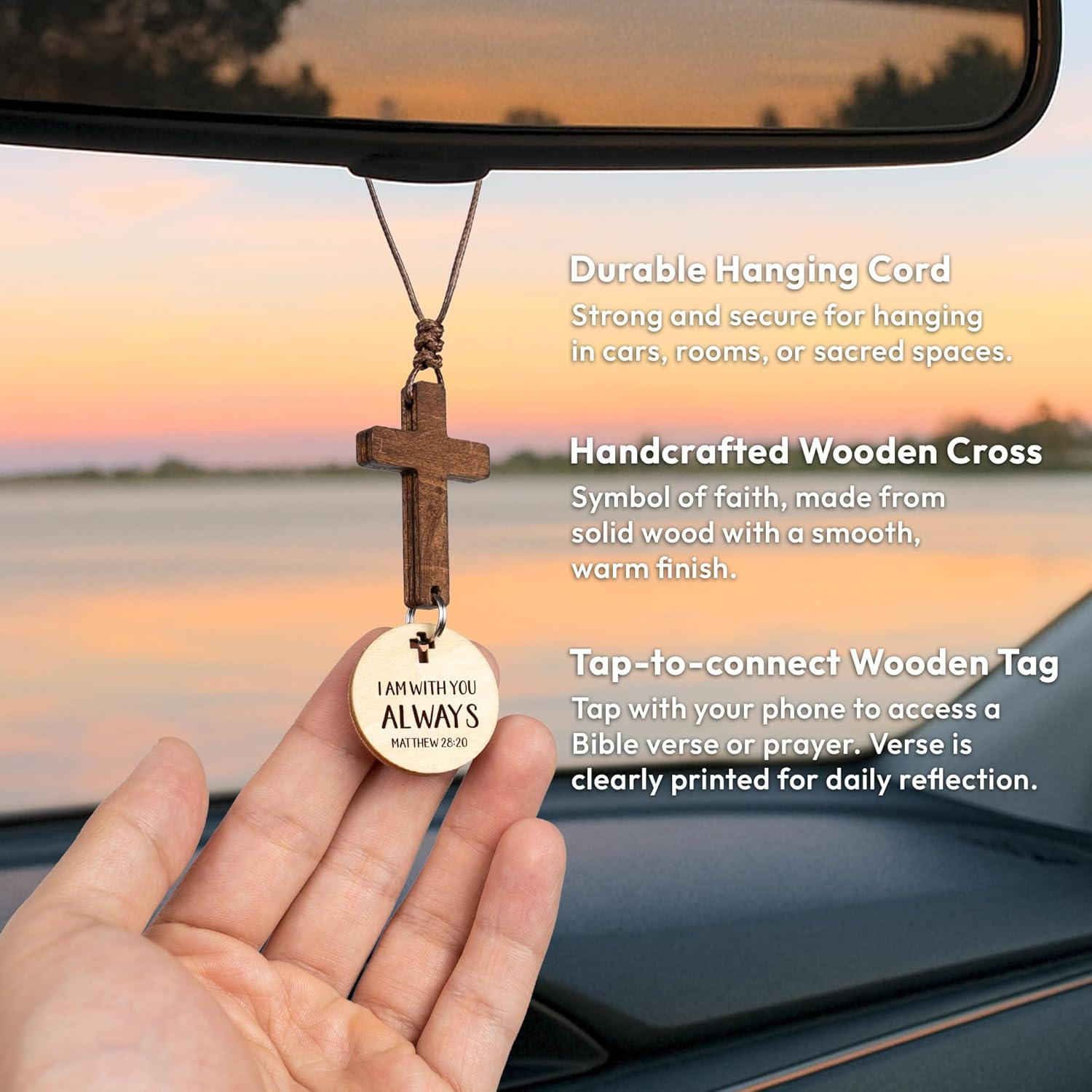 Car Hanging Ornament Blessing Pendant Crosses Ornament Religious Symbol For Mirror Mounting And Devotional