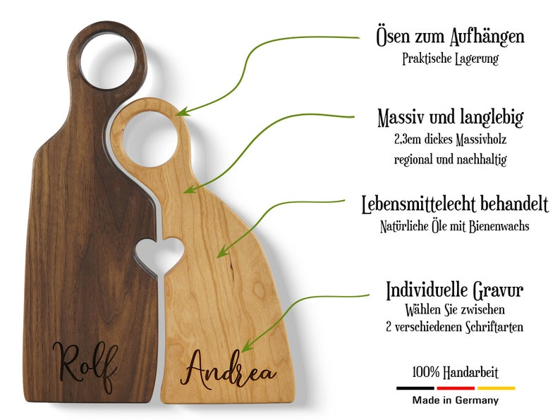 Cutting board figures with heart personalized from different types of wood wedding gift, couple gift for Valentine's Day, Mother's Day gift