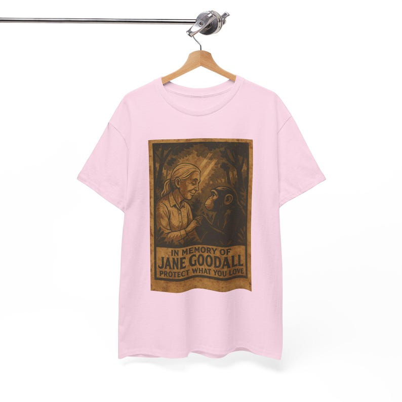 Vintage Jane Goodall Chimp T-Shirt, 90s Aesthetic Tee, Streetwear Gift, Pop Culture Top, Unisex Heavy Cotton Shirt