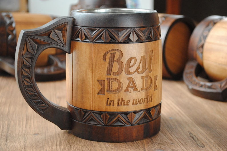 EXCLUSIVE hand carved wooden mug Groom Best man Groomsman gift viking tankard 5 anniversary for him Christmas Dad Husband personalize gift