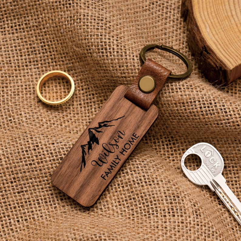 Personalized Walnut Wood Keychain