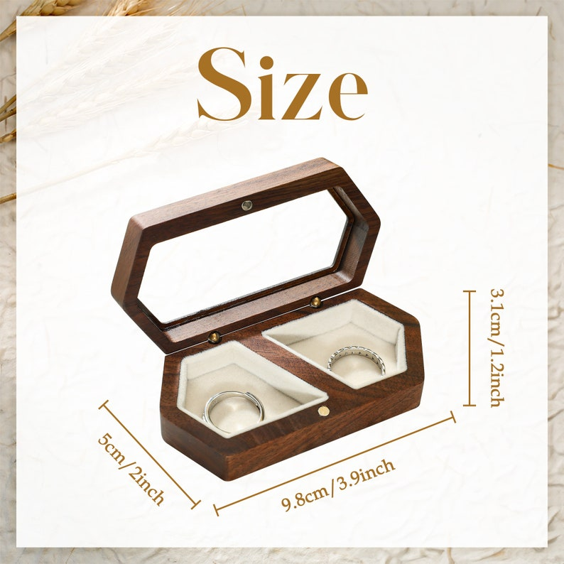 Personalized Wedding Ring Box, Custom Wood Ring Box, Ring Box Holder, Proposal Ring Box, Double Slot Ring Bearer Box, Wood Two Ring Box