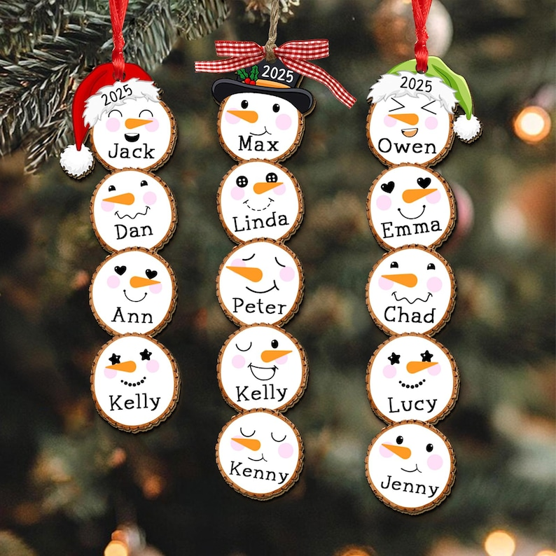 Custom Snowman Christmas Ornament 2025, Family Ornament Gift Ideas, Family Snowman Ornament Custom, Christmas Tree Ornament, Family Ornament