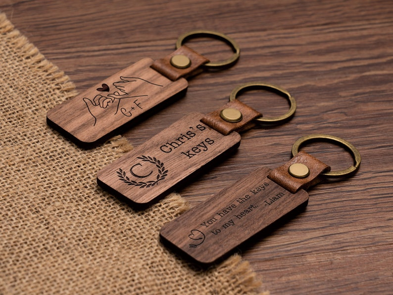 Personalized Walnut Wood Keychain