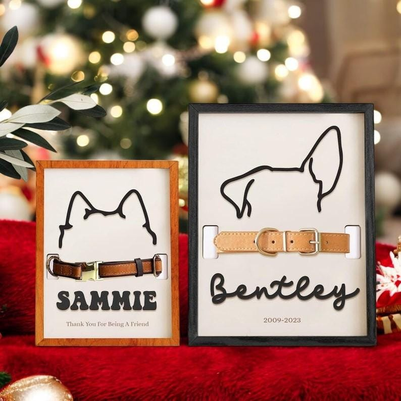Personalized Loss of Pet Gift, Dog Memorial Gifts For Loss Of Dog, Memorial Pet Collar Holder, Memorial Frame Gift for Pet Lovers