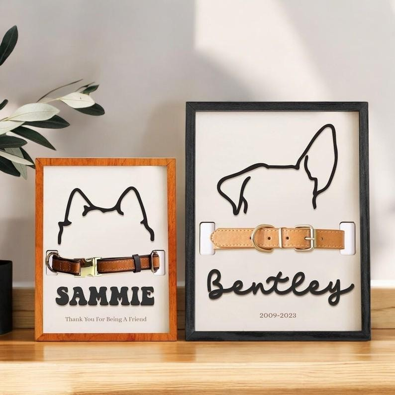 Personalized Loss of Pet Gift, Dog Memorial Gifts For Loss Of Dog, Memorial Pet Collar Holder, Memorial Frame Gift for Pet Lovers