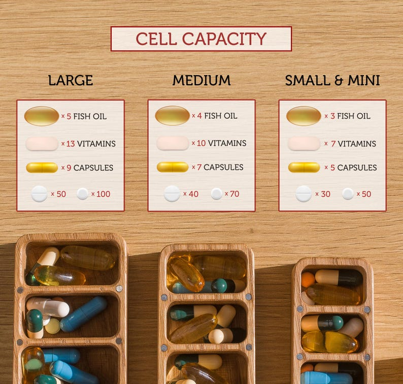 7-Day Pill Box, Wooden Pill Organizer for Purse, Small Pill Container, Birth Control Case, Pocket Organizer, Small Trinket Box