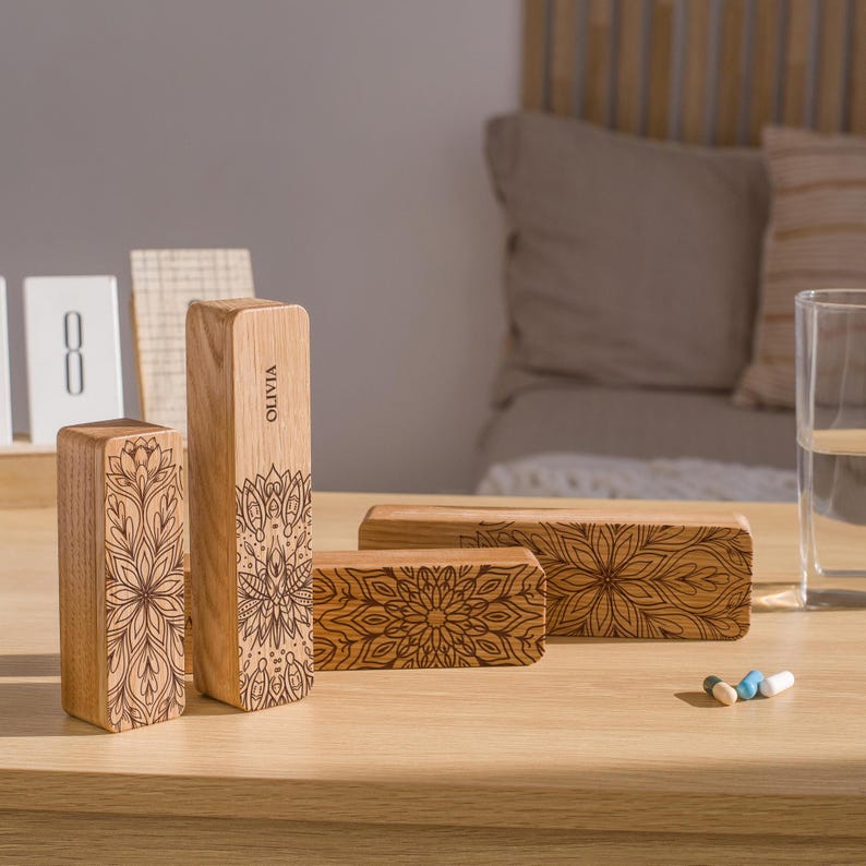 7-Day Pill Box, Wooden Pill Organizer for Purse, Small Pill Container, Birth Control Case, Pocket Organizer, Small Trinket Box