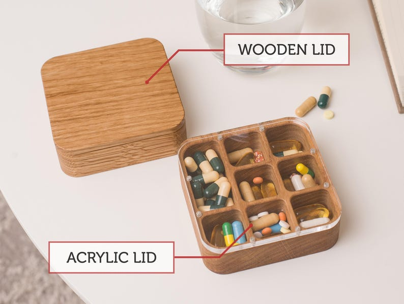 Pill Box 7-Day For Purse, Weekly Pill Case Container, Cute Pill Pocket Organizer, Small Pill Container Supplements Travel