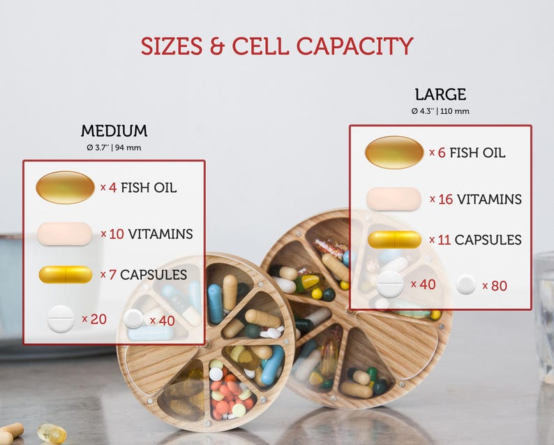 7-Day Wooden Pill Box, Weekly Pill Case, Cute Pill Organizer for Purse, Daily Vitamin Organizer & Birth Control Case, Pocket Pill Container