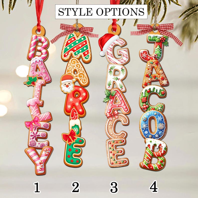 Custom Gingerbread Letter Ornament with Name, Stocking Christmas Tag for, Christmas Tree Decor, Christmas Ornaments for Family,Kids Ornament