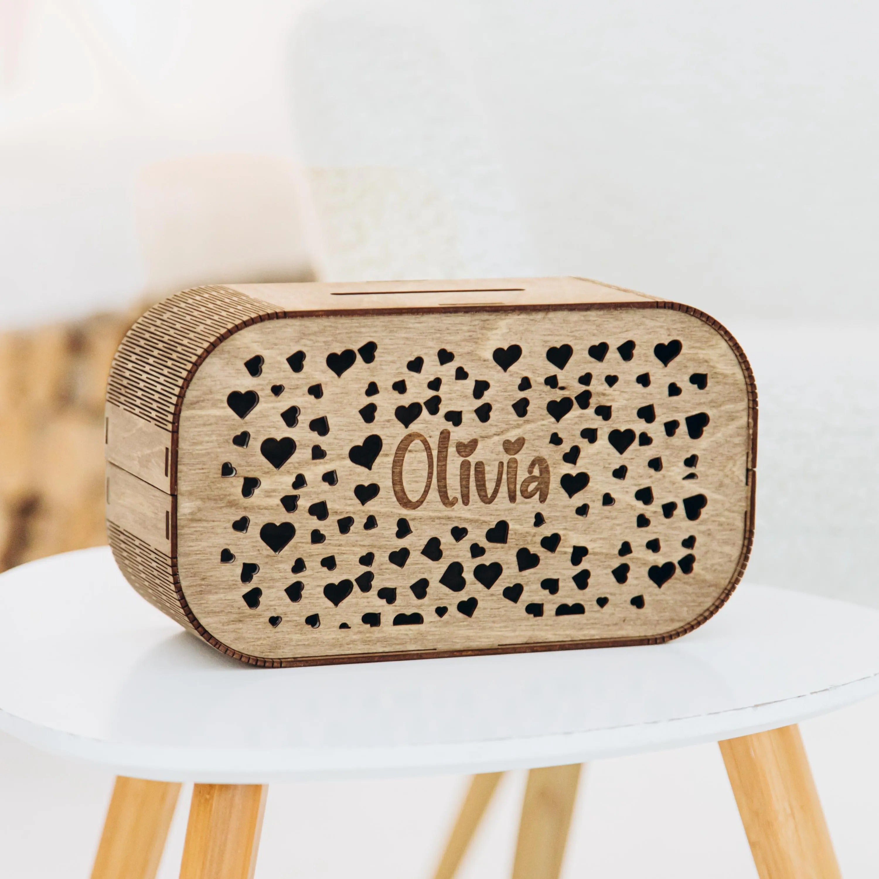 Personalized Wooden Piggy Bank: Montessori Savings Box for Kids