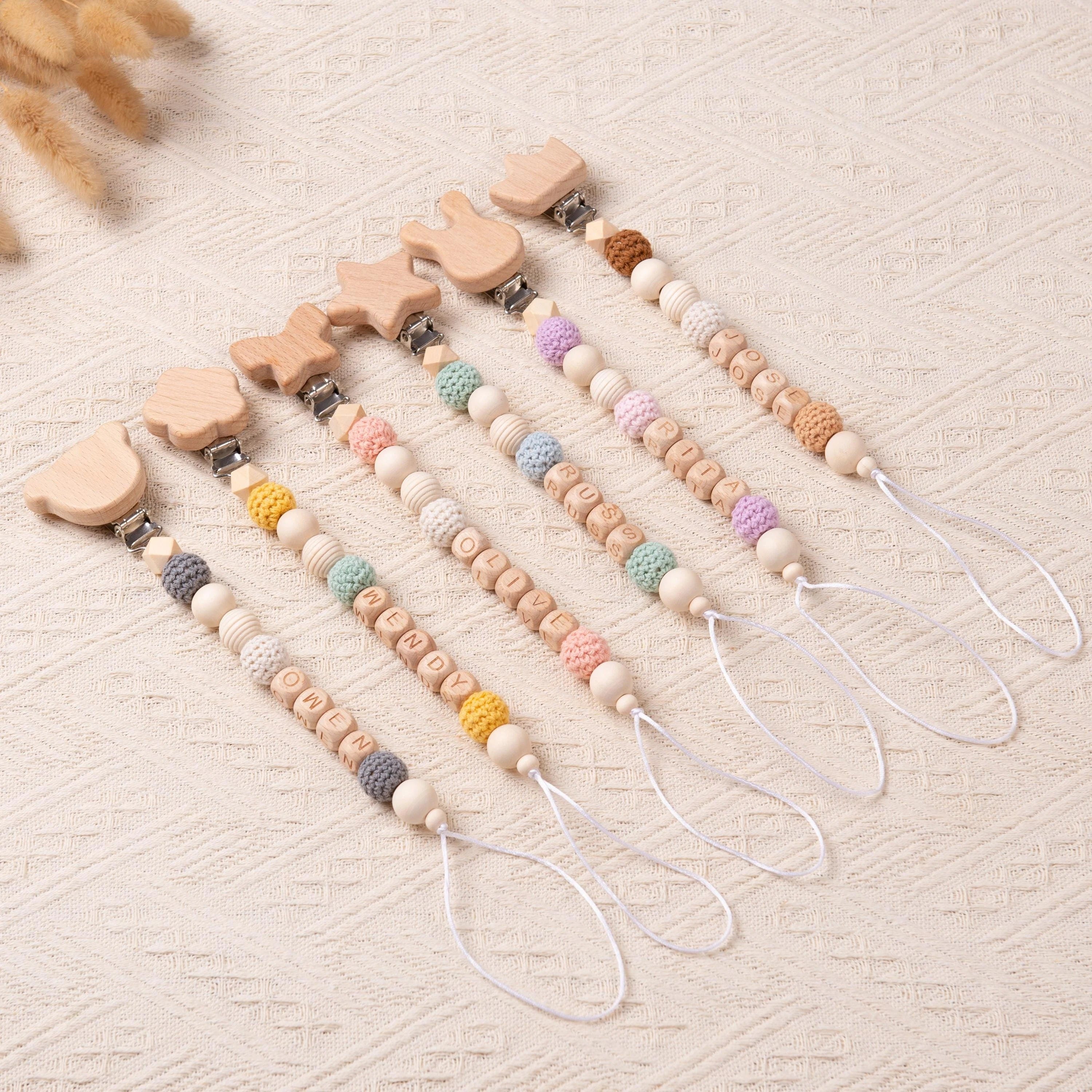 Personalized Crochet Pacifier Clip for Baby, Custom Binky Clip with Name, Soother Clip for Boy and Girl, Newborn Gifts, Baby Shower Gifts