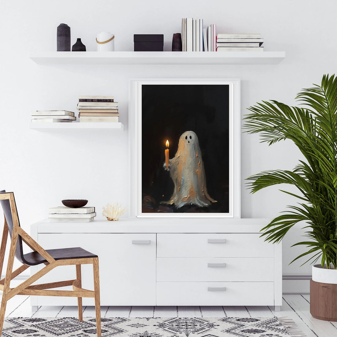 Ghost Holding A Candle, Vintage Poster, Art Poster Print, Dark Academia, Haunting Ghost, Halloween Decor