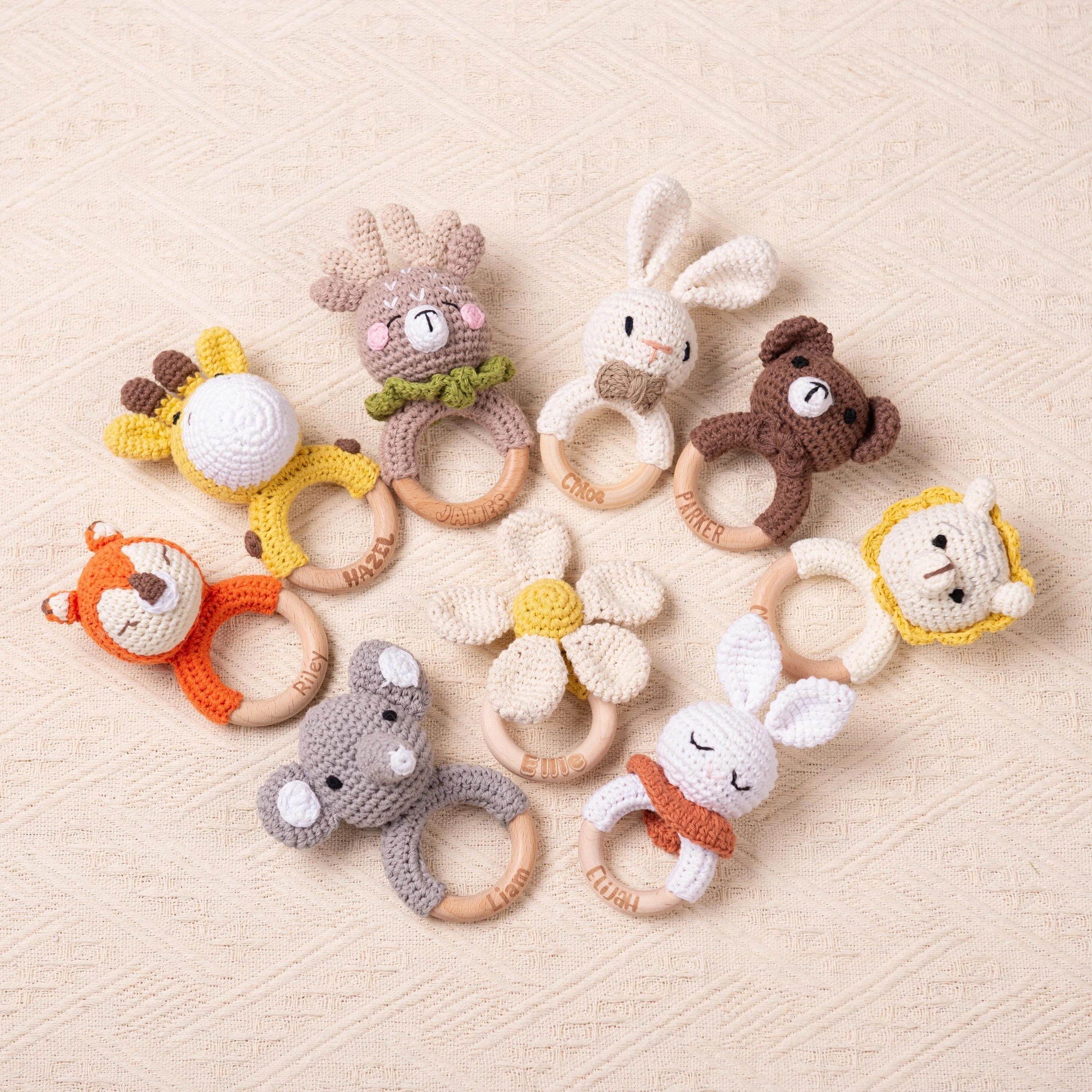 Personalized Crochet Rattle for Babies, Custom Crochet Toy Rattle for Babies, Sensory Toys for Babies, Baby Shower Gifts, Newborn Gifts