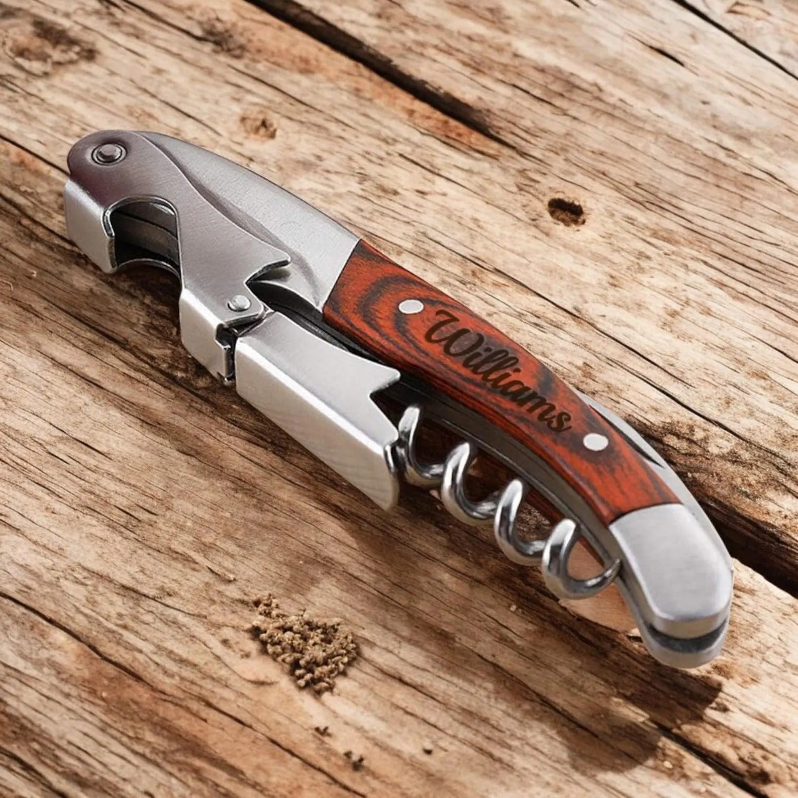 Personalized CORKSCREW Wine Bottle Opener Groomsmen Gift for Him Dad Men Bridesmaid Her Women Mom Wedding Birthday Boyfriend Custom Engraved