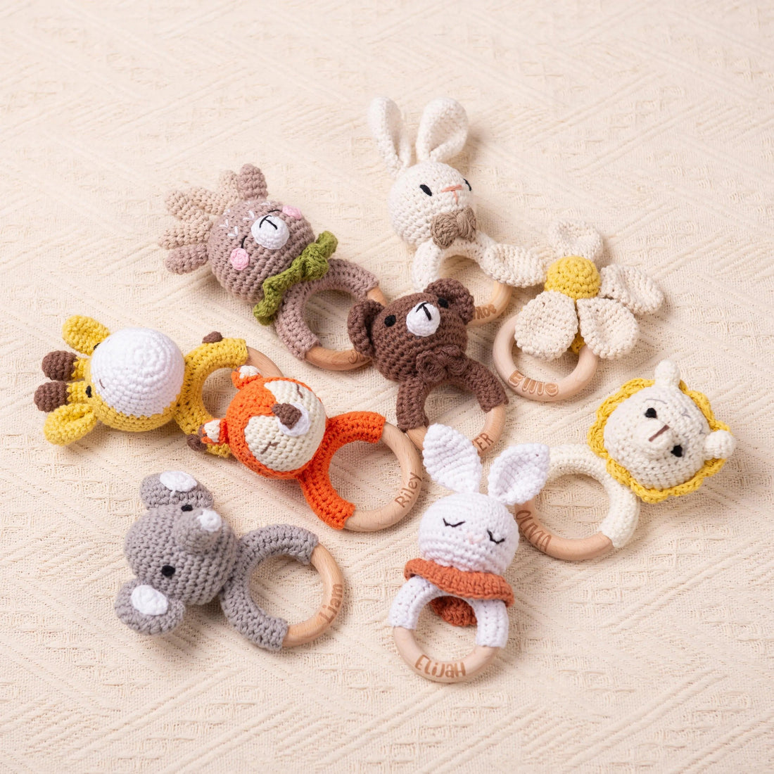 Personalized Crochet Rattle for Babies, Custom Crochet Toy Rattle for Babies, Sensory Toys for Babies, Baby Shower Gifts, Newborn Gifts