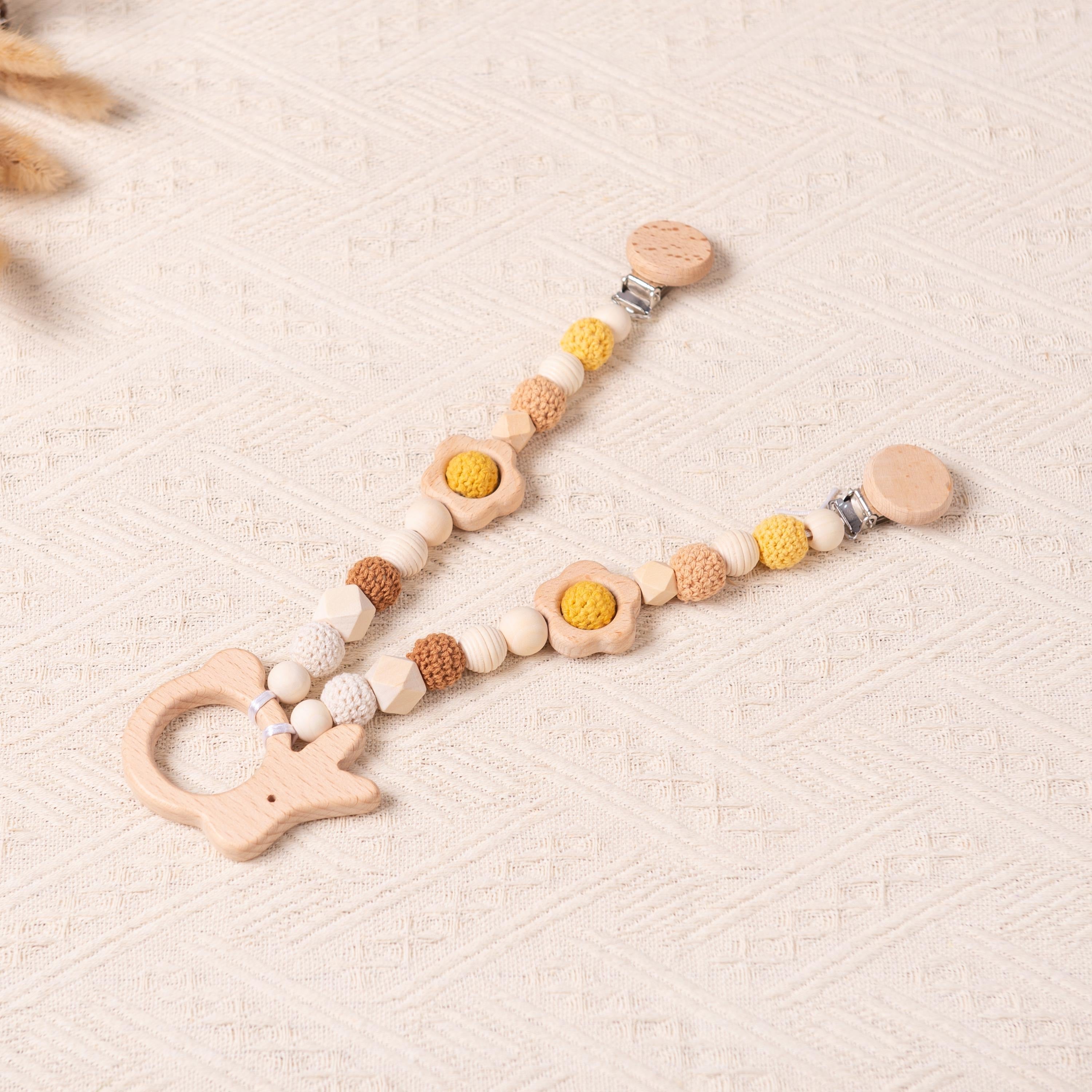 Handmade Gifts for Baby Boy and Girl, Stroller Chain, Baby Stroller Pendant, Pram Garland with Wooden Toy, Baby Shower Gifts, Newborn Gifts