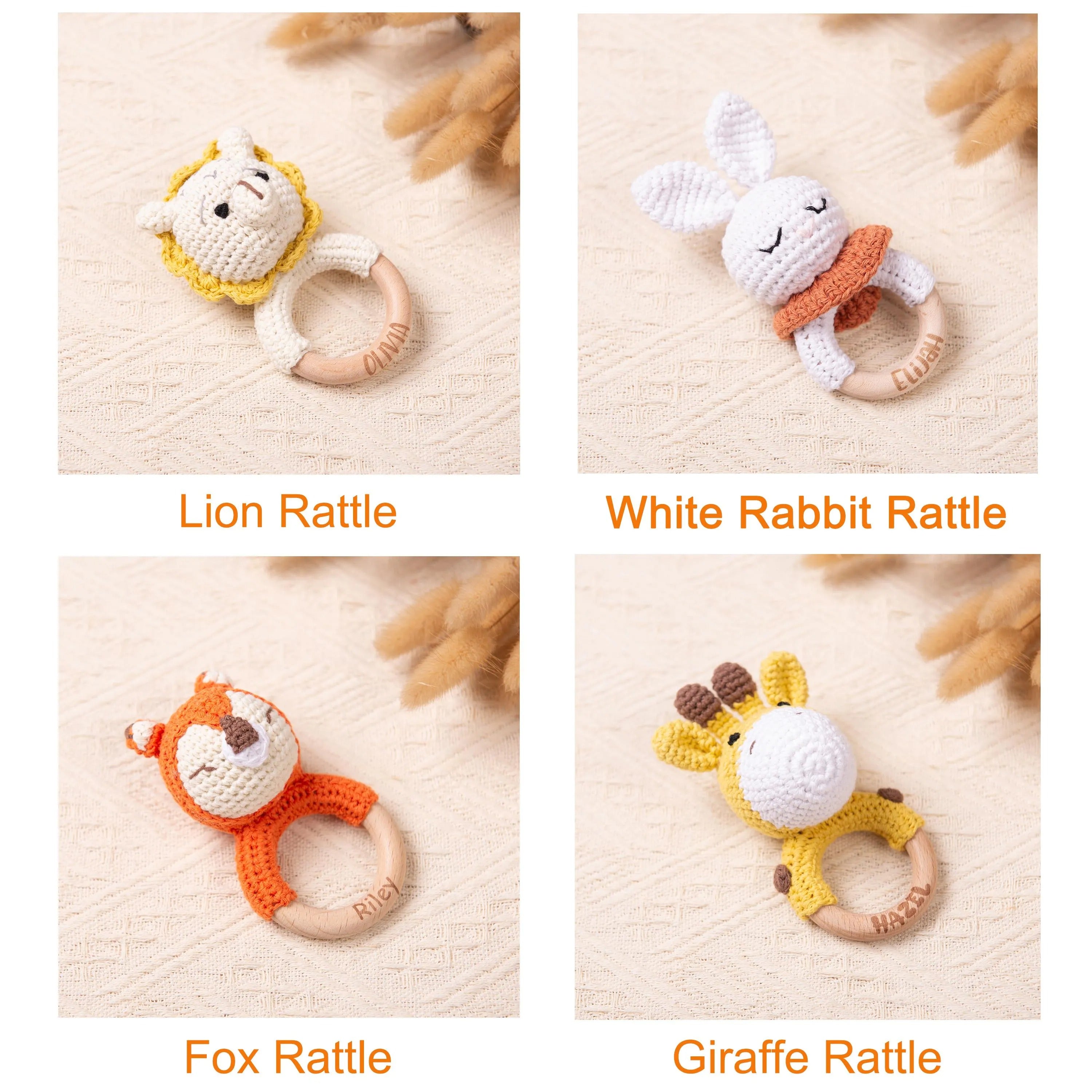 Personalized Crochet Rattle for Babies, Custom Crochet Toy Rattle for Babies, Sensory Toys for Babies, Baby Shower Gifts, Newborn Gifts