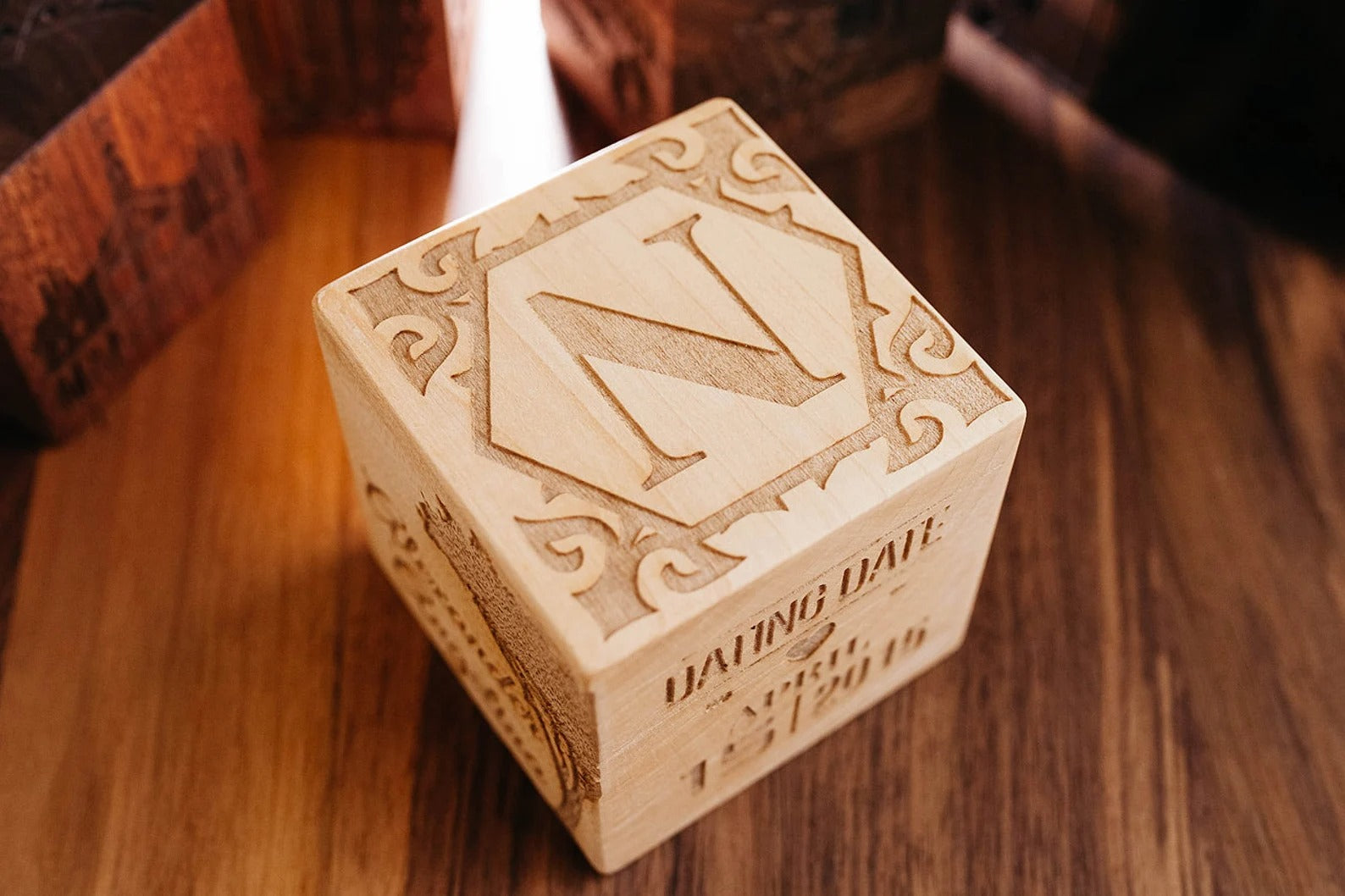 Custom Engraved Wooden Block, Anniversary Mementos, Family Story Ornament, Valentines Day Gift, Gift For New Family