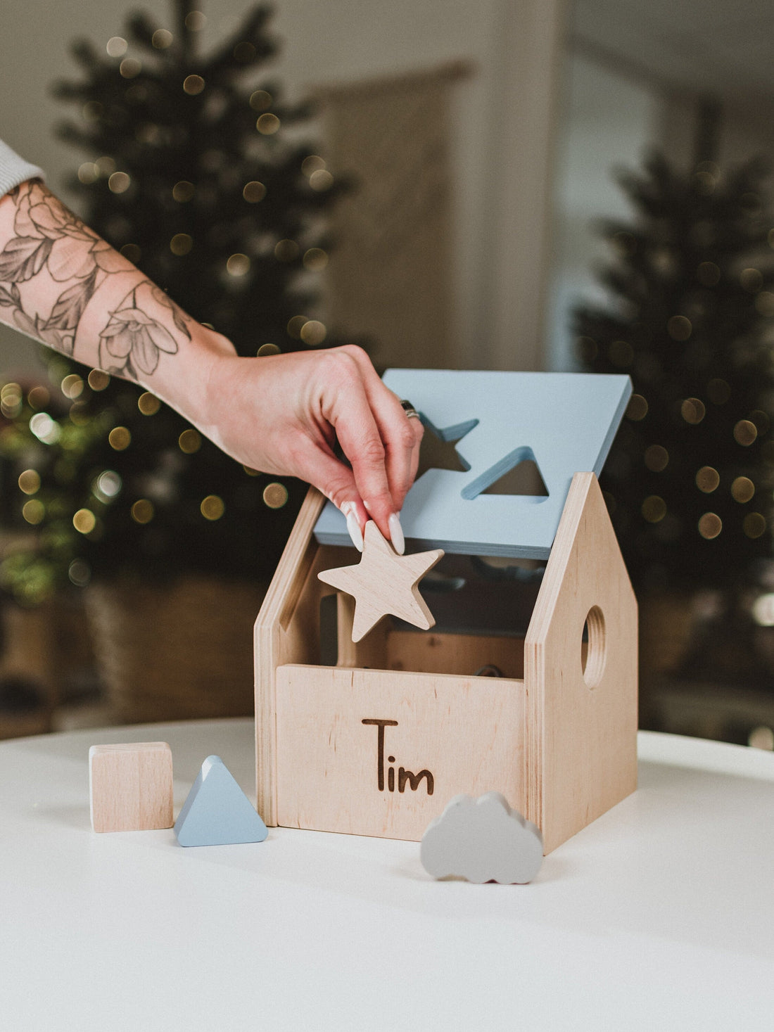 Personalized Wooden Shape Sorter Developmental Toy For Baby Shower Cute Gift Newborn Puzzle Box For Toddler Custom 1st Birthday Present