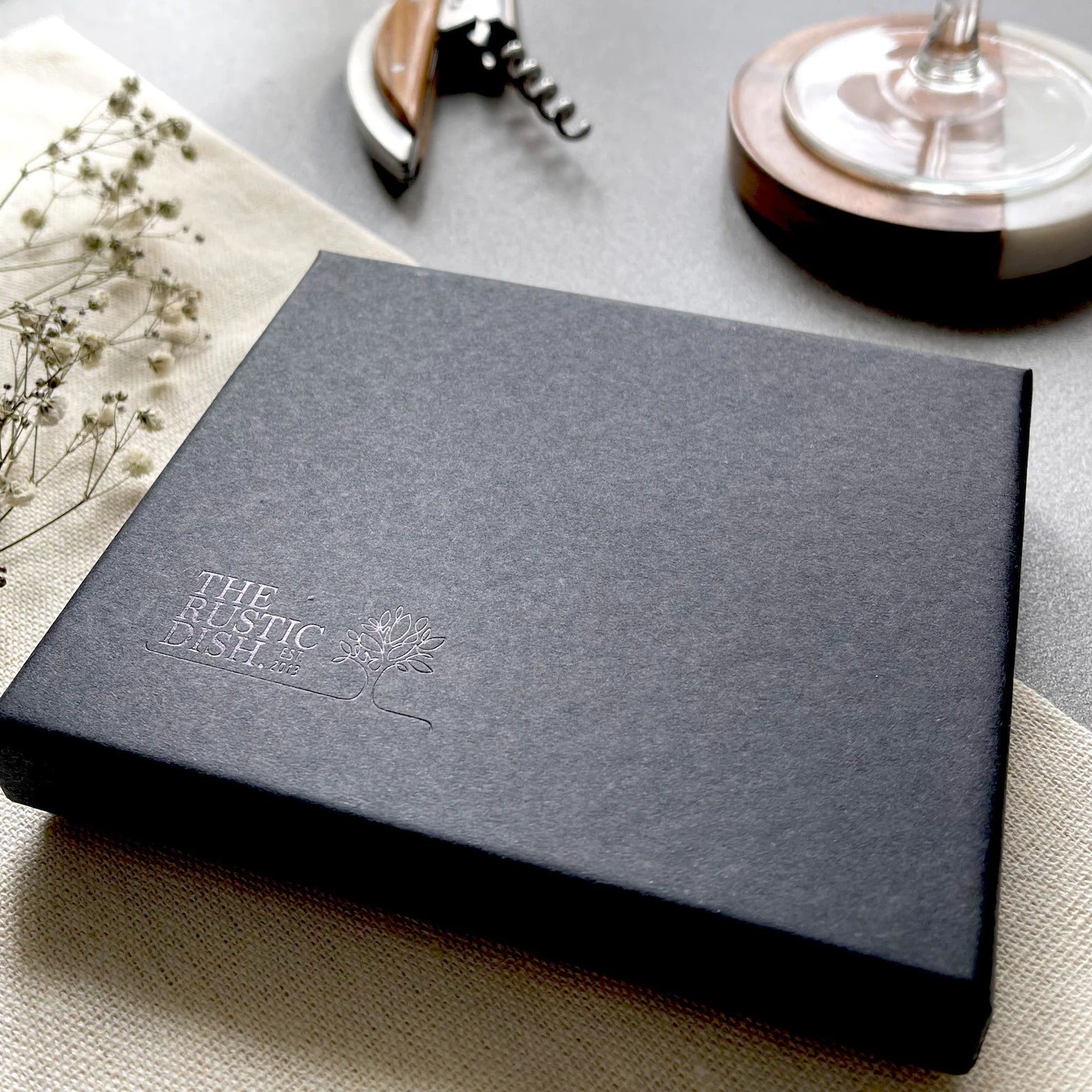 Pair of Personalised Marble & Wood Coasters and Gift Box | Personalized Wedding, Engagement, New Home or 5th Anniversary Gift