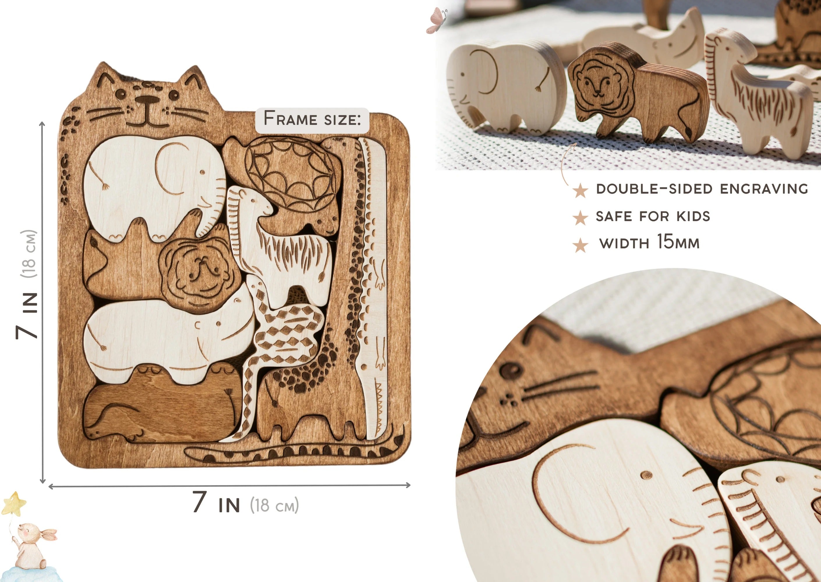 Wooden Brain Teaser Puzzle For Baby Toddler Wood Kids Toys Developmental Toy 1 2 3 Year Old Gift For Nephew and Niece | Ready To Ship USA