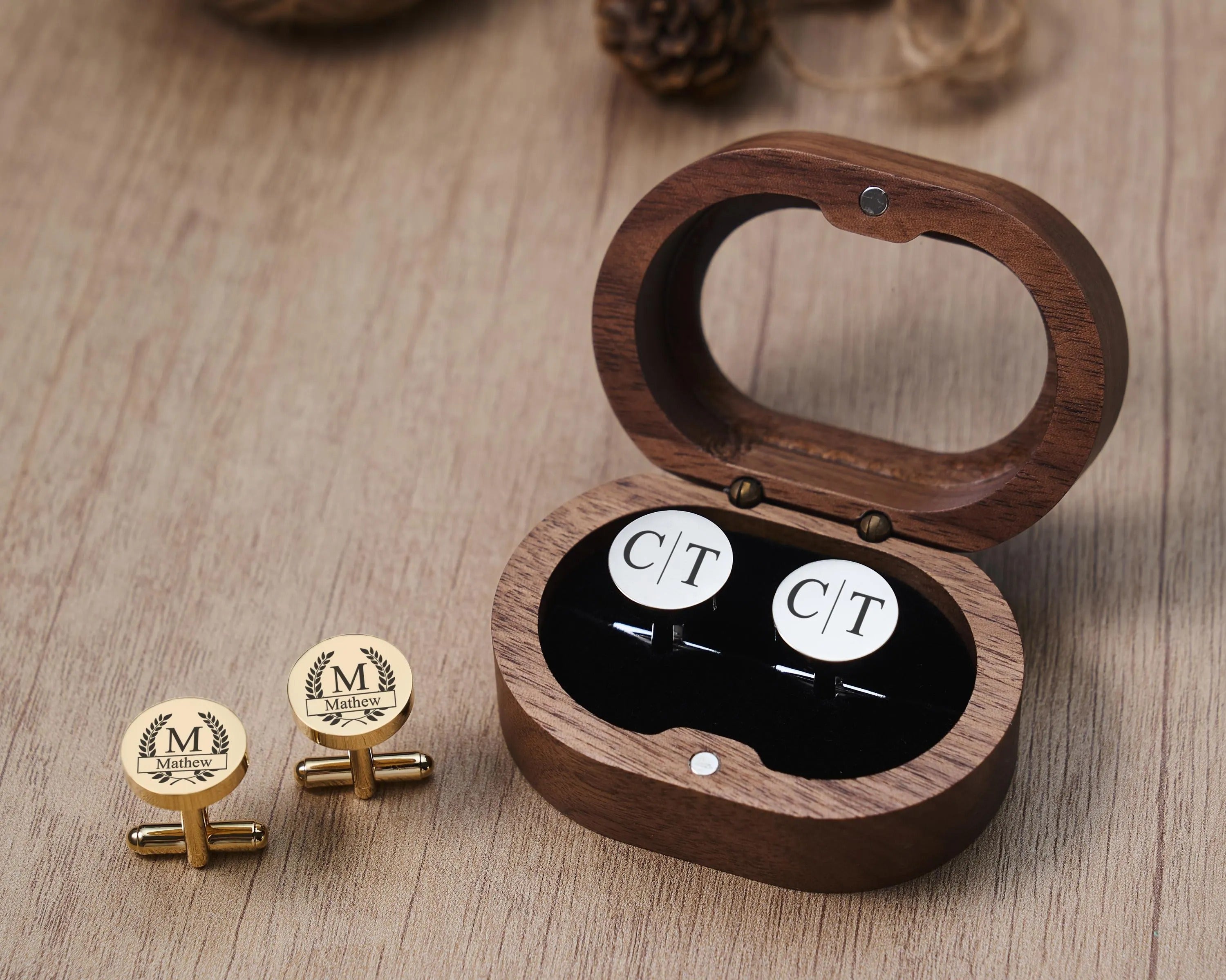 Groomsmen Gifts, Custom Groomsmen Cufflinks Set, Personalized Wedding Accessories for Men, Groomsman Proposal Gift, Engraved Gift for Him