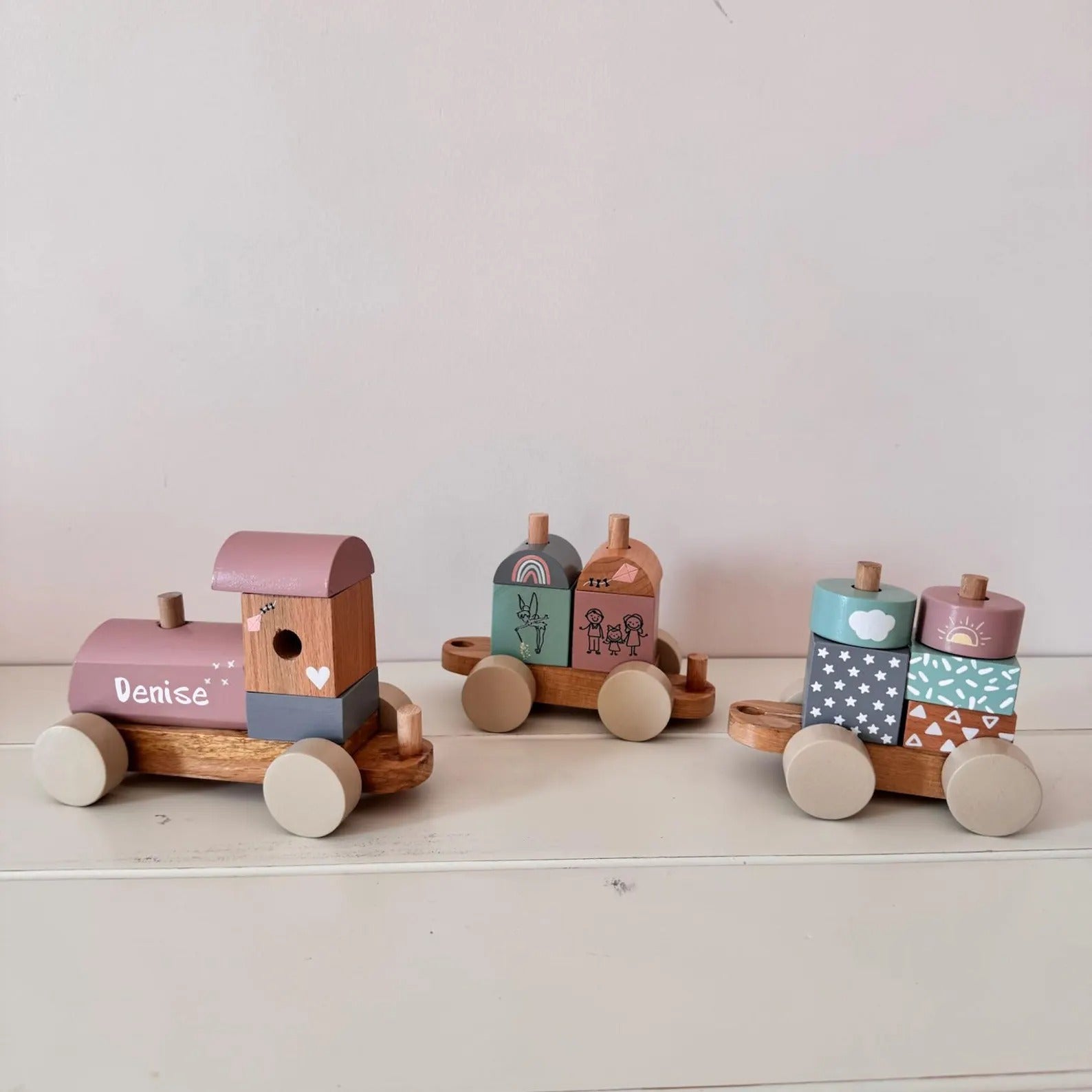 Personalized Montessori Wooden Train: Eco-Friendly Baby Keepsake