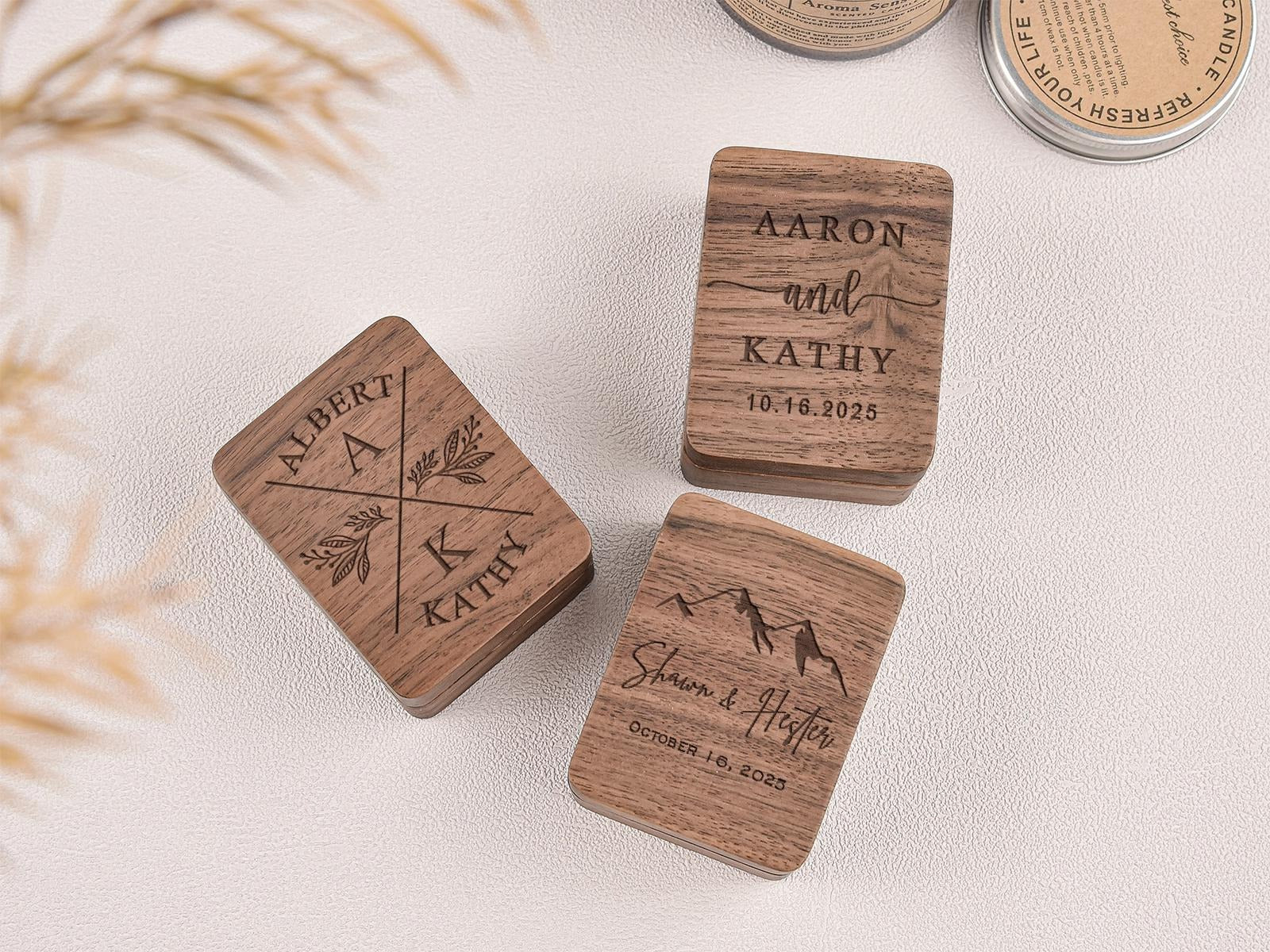 Custom Wooden Ring Box for Wedding Ceremony,Personalized Engraved Engagement Ring Box, 3 Ring Bearer Box,Anniversary,Proposal Ring Holder