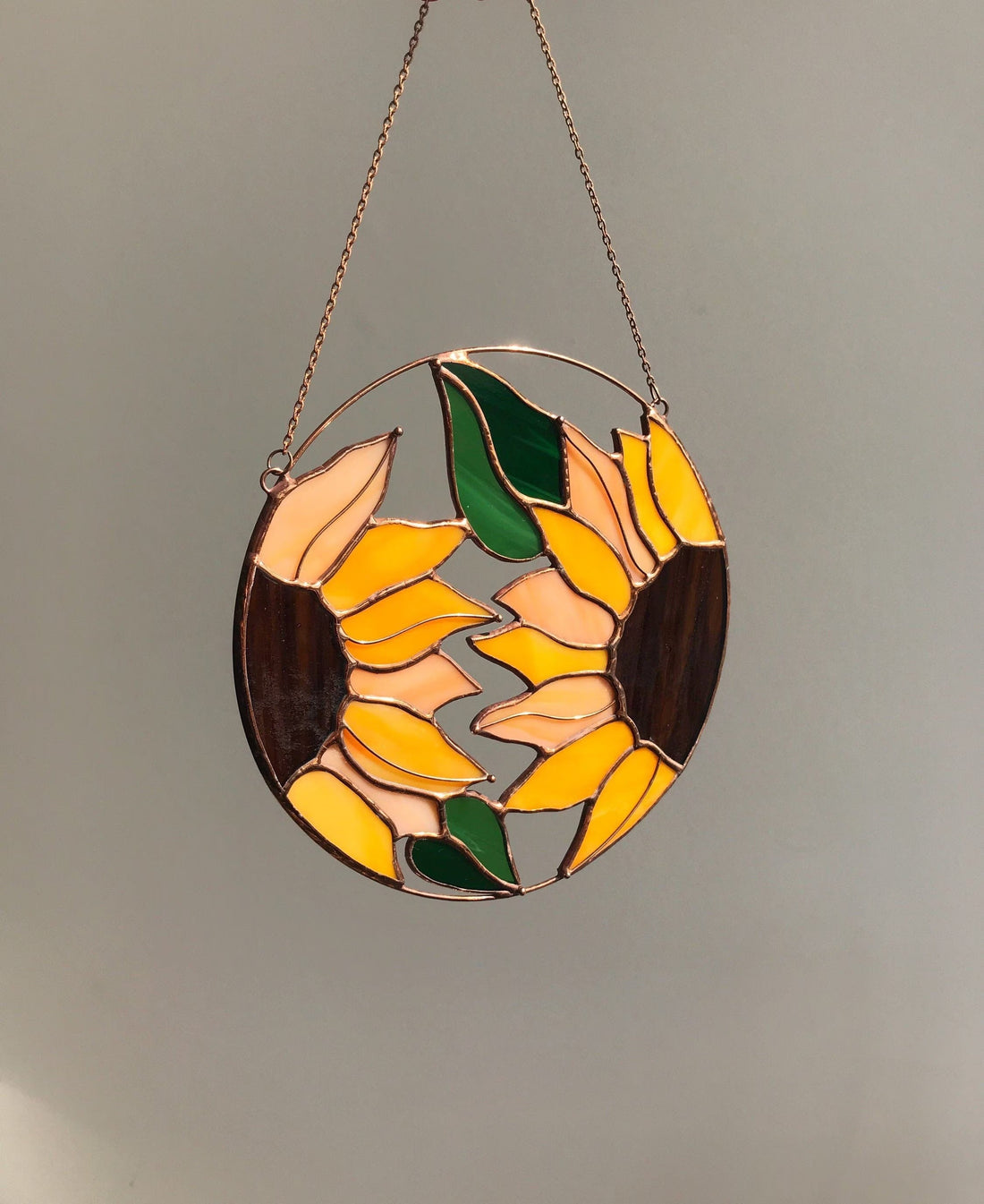 Stained Glass Sunflower Suncatcher: Window Hanging Art