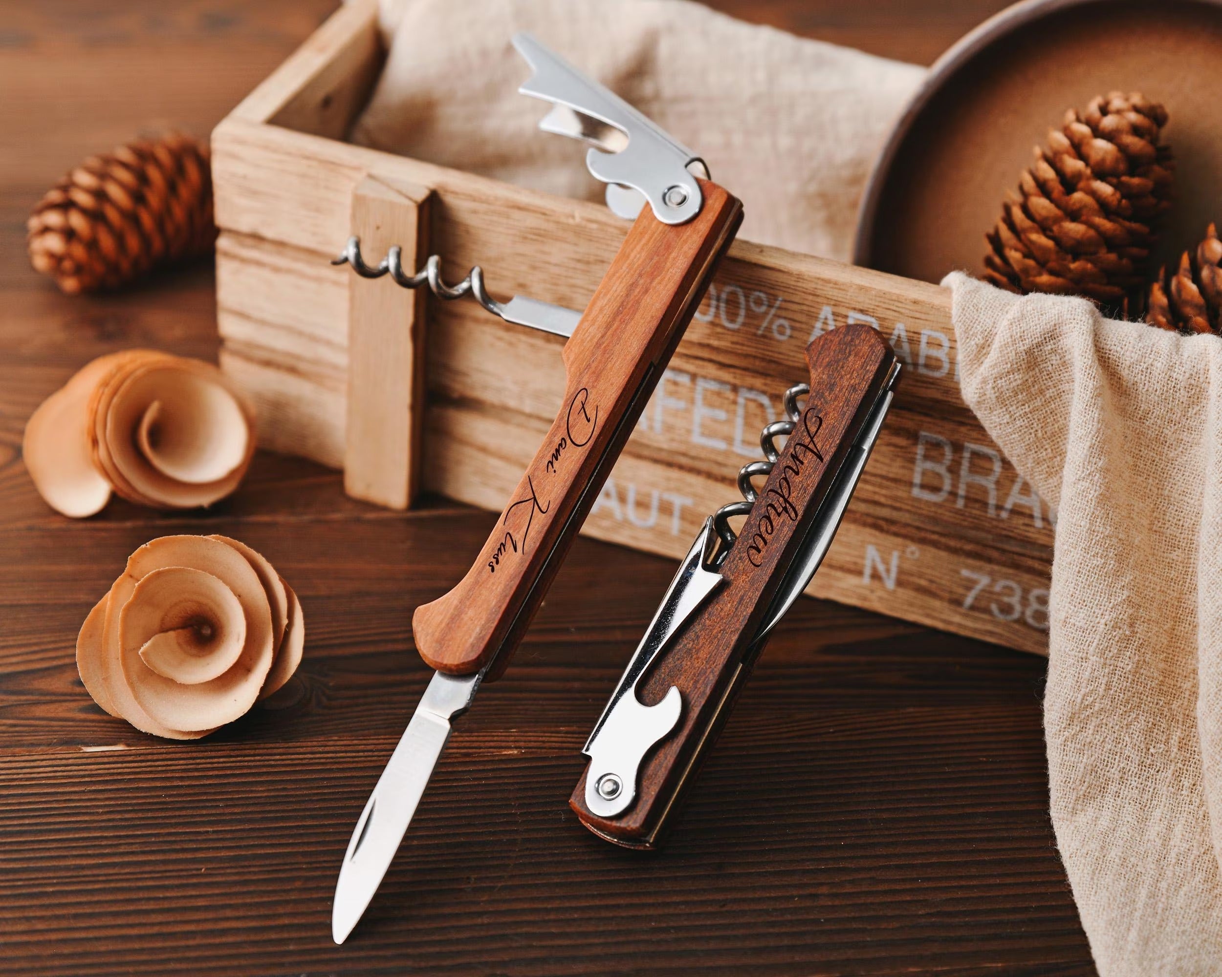 Personalized Wooden Bottle Openers, Wedding Gifts, Ideal Gifts for Groomsmen, Ideal for Wine Lovers,Custom Wine Bottle Openers