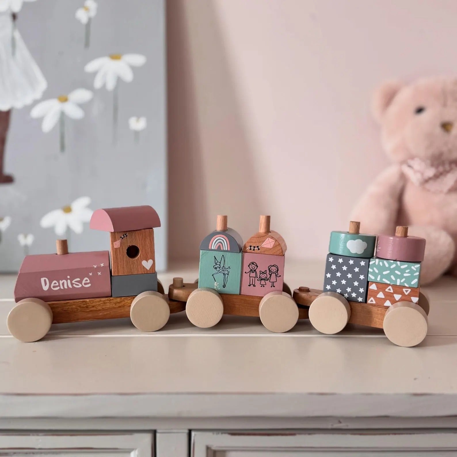 Personalized Wooden Train - Custom Baby Name Keepsake - Montessori Toy - Baby Shower Gift - Nursery Décor for Boys & Girls