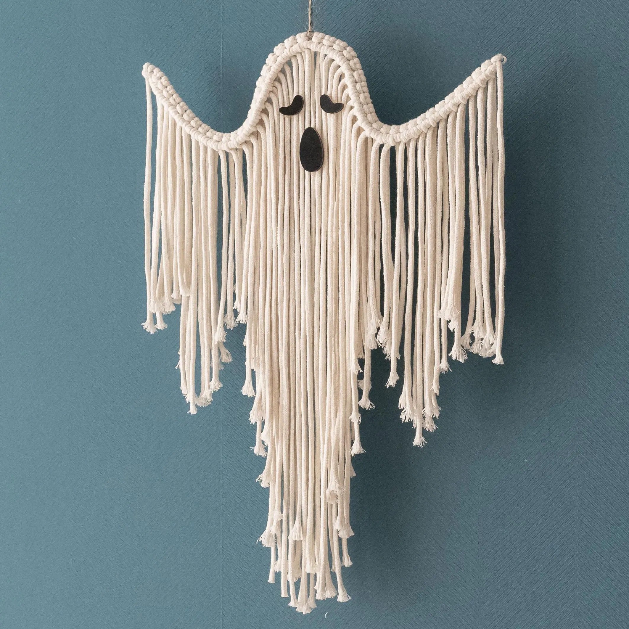 Halloween Macrame Ghost Spooky Wall Hanging for Gothic Decor V73