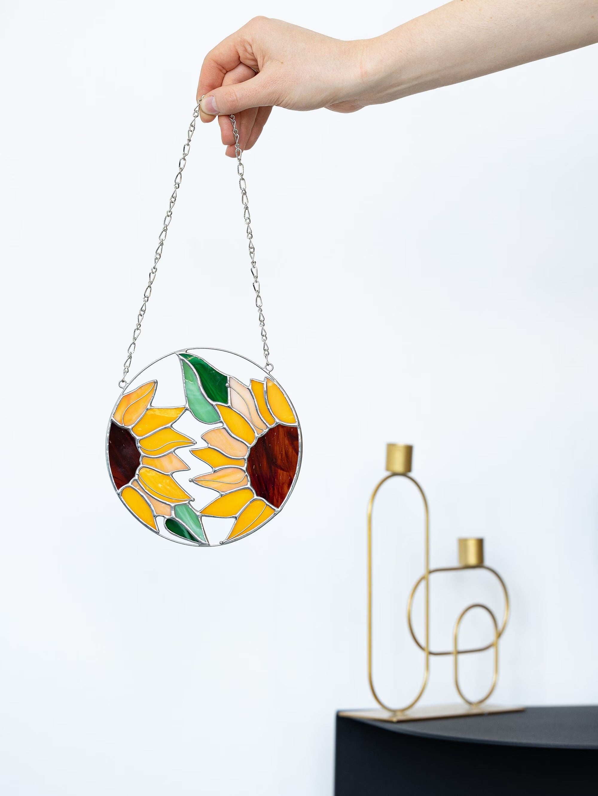 Stained Glass Sunflower Suncatcher: Window Hanging Art