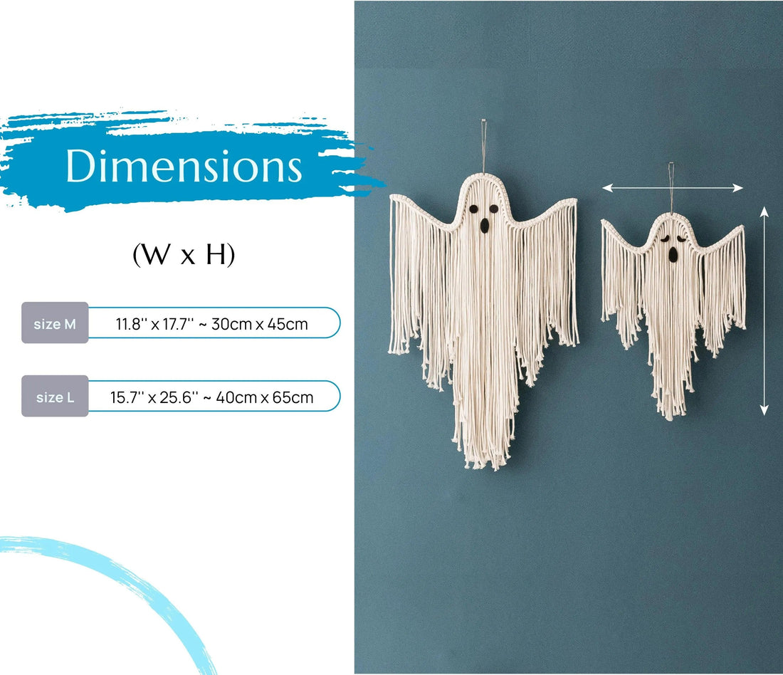 Halloween Macrame Ghost Spooky Wall Hanging for Gothic Decor V73