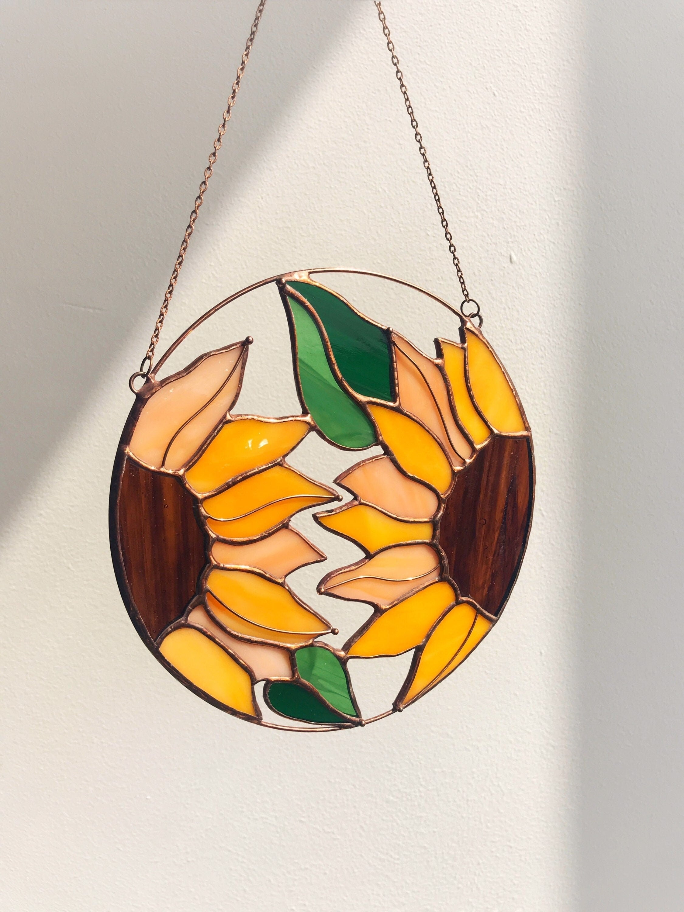 Stained Glass Sunflower Suncatcher: Window Hanging Art