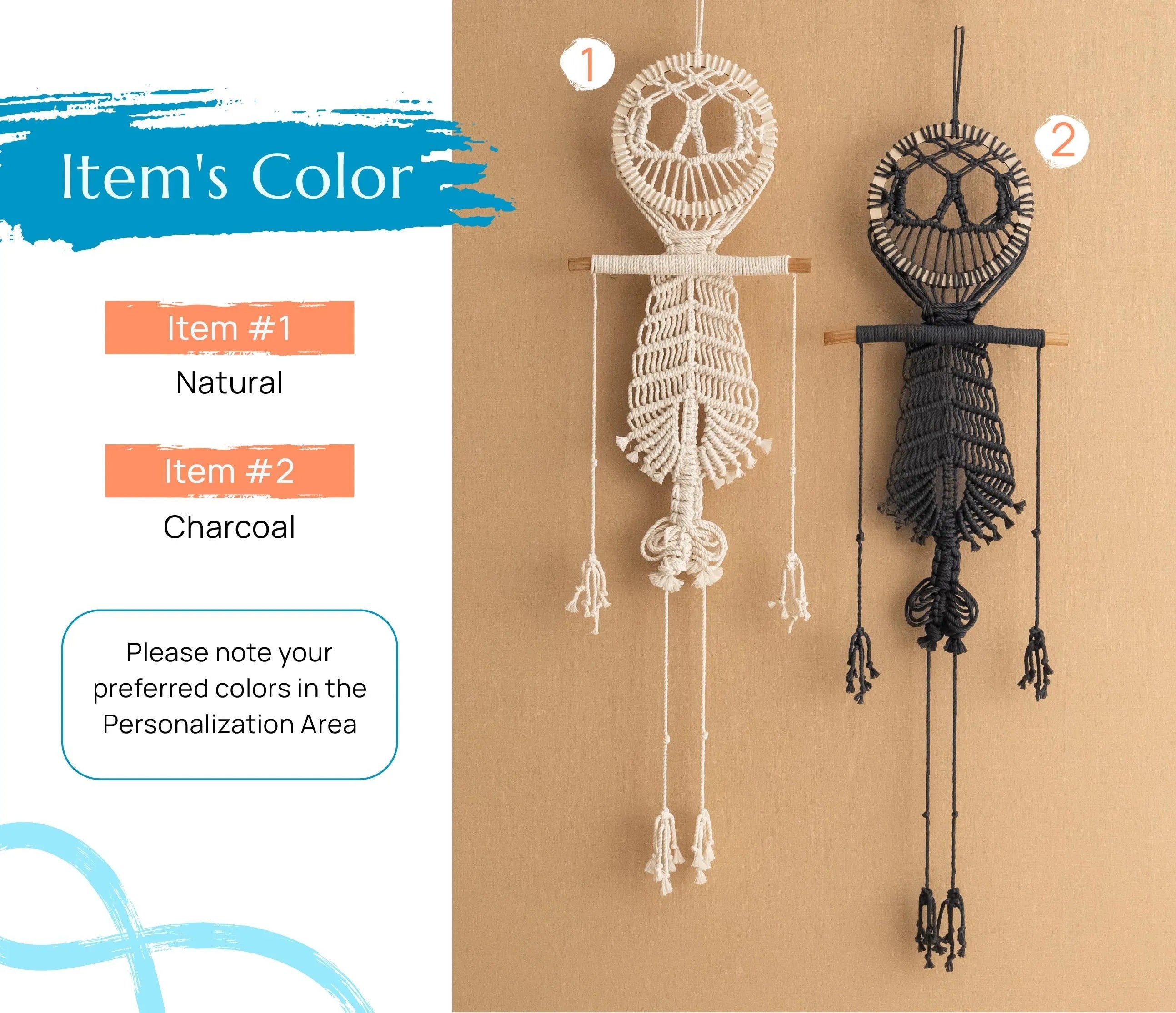 Macrame Skeleton, Halloween Hanging Decoration, Spooky Wall Art, Gothic Decor Bedroom, Halloween Gift, Goth Tapestry, White Skeleton W94